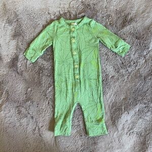 EUC Kate Quinn long sleeve union suit | green foliage | 0-3 m
